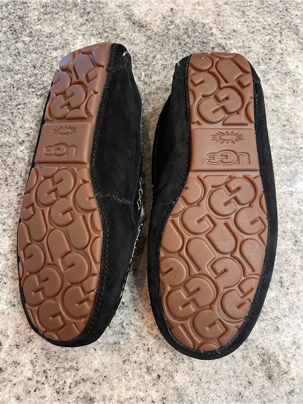 UGG Black Suede Shearling-Lined Moccasin Slippers - Picture 3 of 4